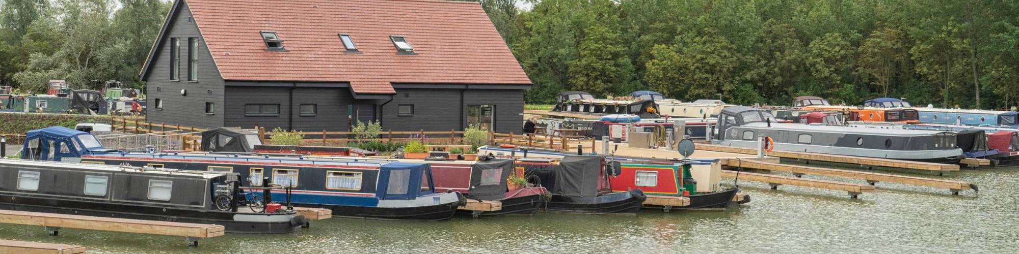 The marina with several moorers canal boats