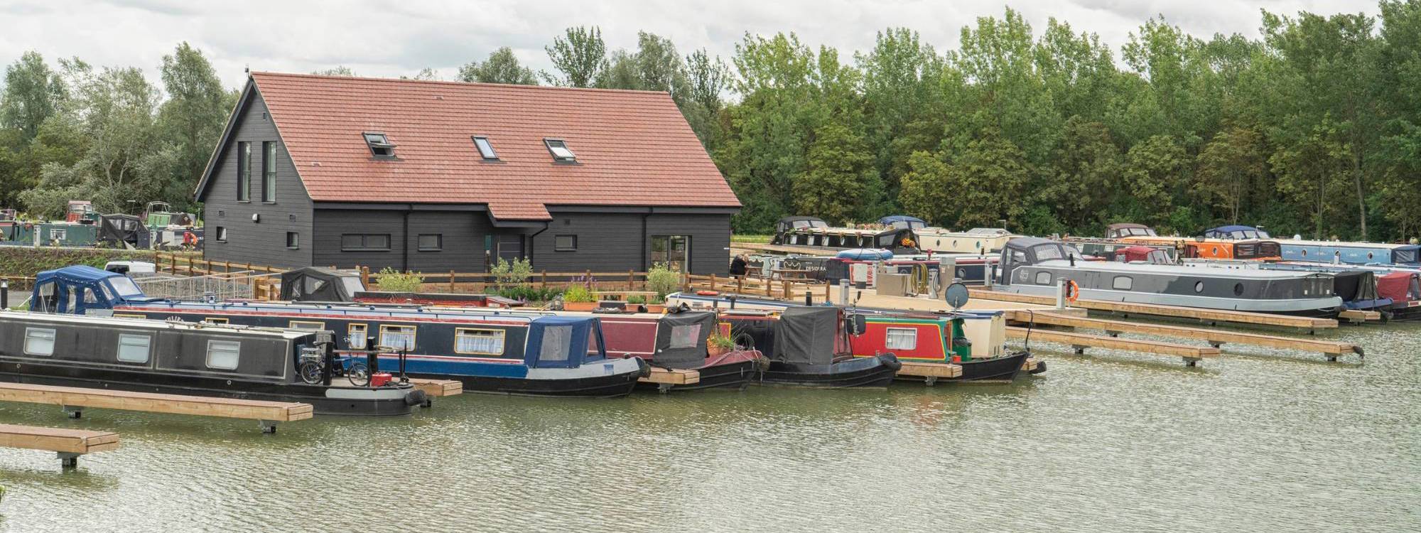 The marina with several moorers canal boats